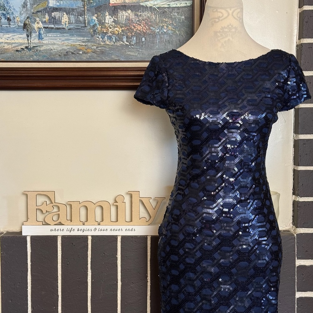 Speechless Elegant Navy Sequin Dress BNWOT